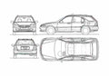 Blueprint Honda Civic Aerodeck Wagon 1998 A4 Photo Print