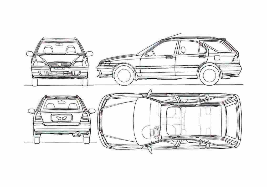 Blueprint Honda Civic Aerodeck Wagon 1998 A4 Photo Print