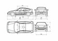 Blueprint Honda Civic CR X Coupe 1987 A4 Photo Print