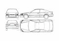 Blueprint Honda Civic Coupe 1996 A4 Photo Print