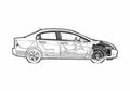 Blueprint Honda Civic EX Sedan 2006 A4 Photo Print