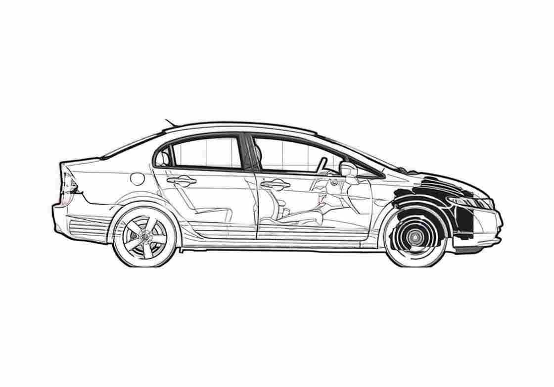 Blueprint Honda Civic EX Sedan 2006 A4 Photo Print