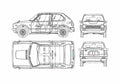 Blueprint Honda Civic Hatchback 1972 A4 Photo Print