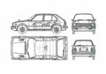 Blueprint Honda Civic Hatchback 1979 A4 Photo Print