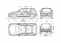 Blueprint Honda Civic Hatchback 1987 A4 Photo Print