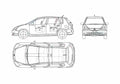 Blueprint Honda Civic Hatchback 2005 A4 Photo Print