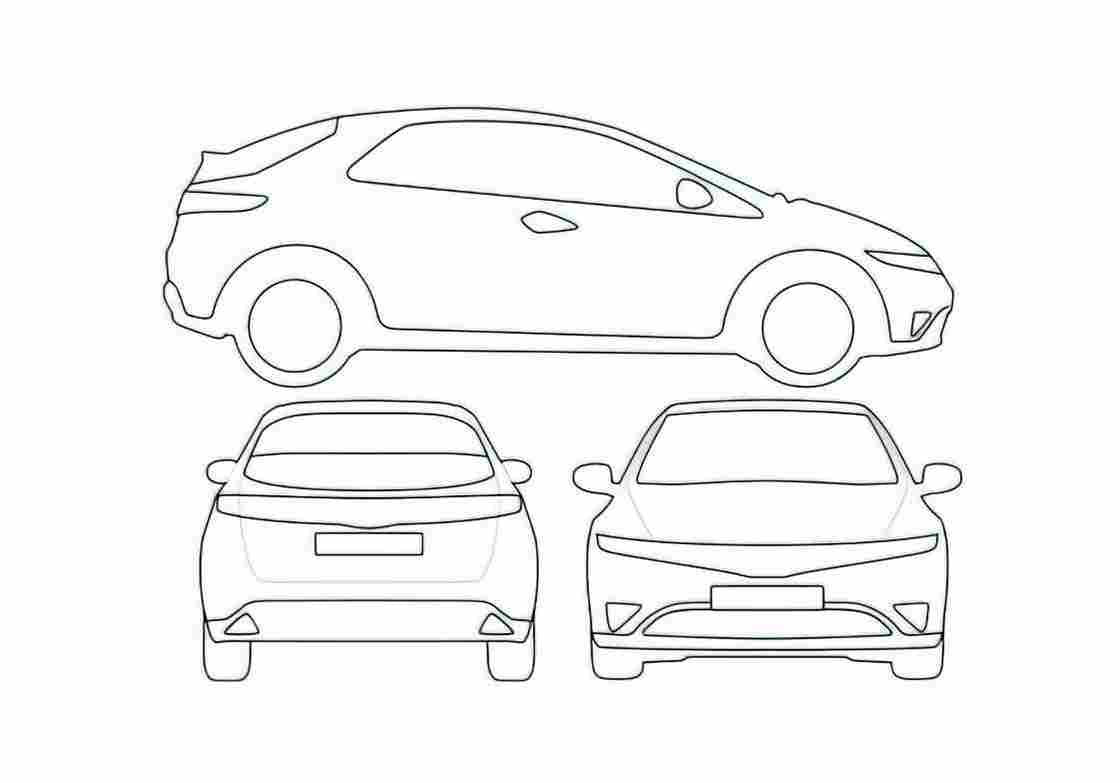 Blueprint Honda Civic Hatchback 2006 A4 Photo Print