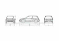 Blueprint Honda Civic III Hatchback 1984 A4 Photo Print