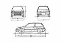 Blueprint Honda Civic III Hatchback 1985 A4 Photo Print
