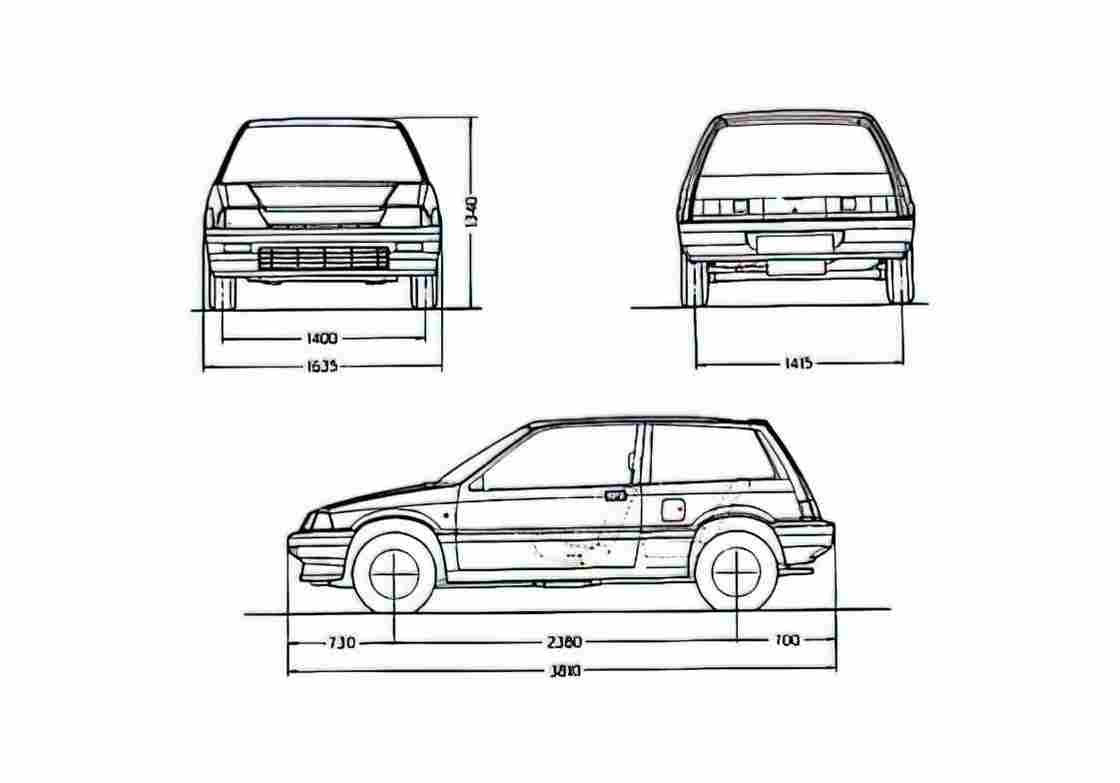 Blueprint Honda Civic III Hatchback 1985 A4 Photo Print