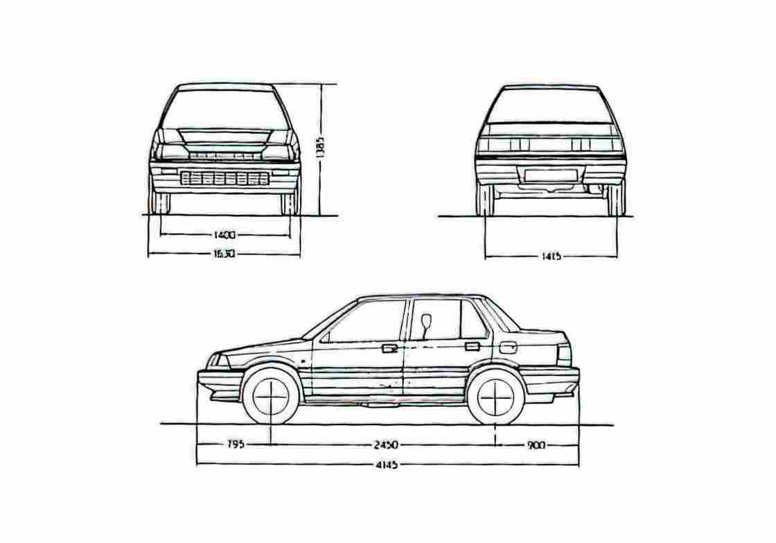 Blueprint Honda Civic III Sedan 1985 A4 Photo Print