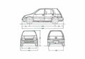 Blueprint Honda Civic III Wagon 1985 A4 Photo Print