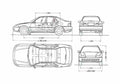 Blueprint Honda Civic RTSi Sedan 1991 A4 Photo Print