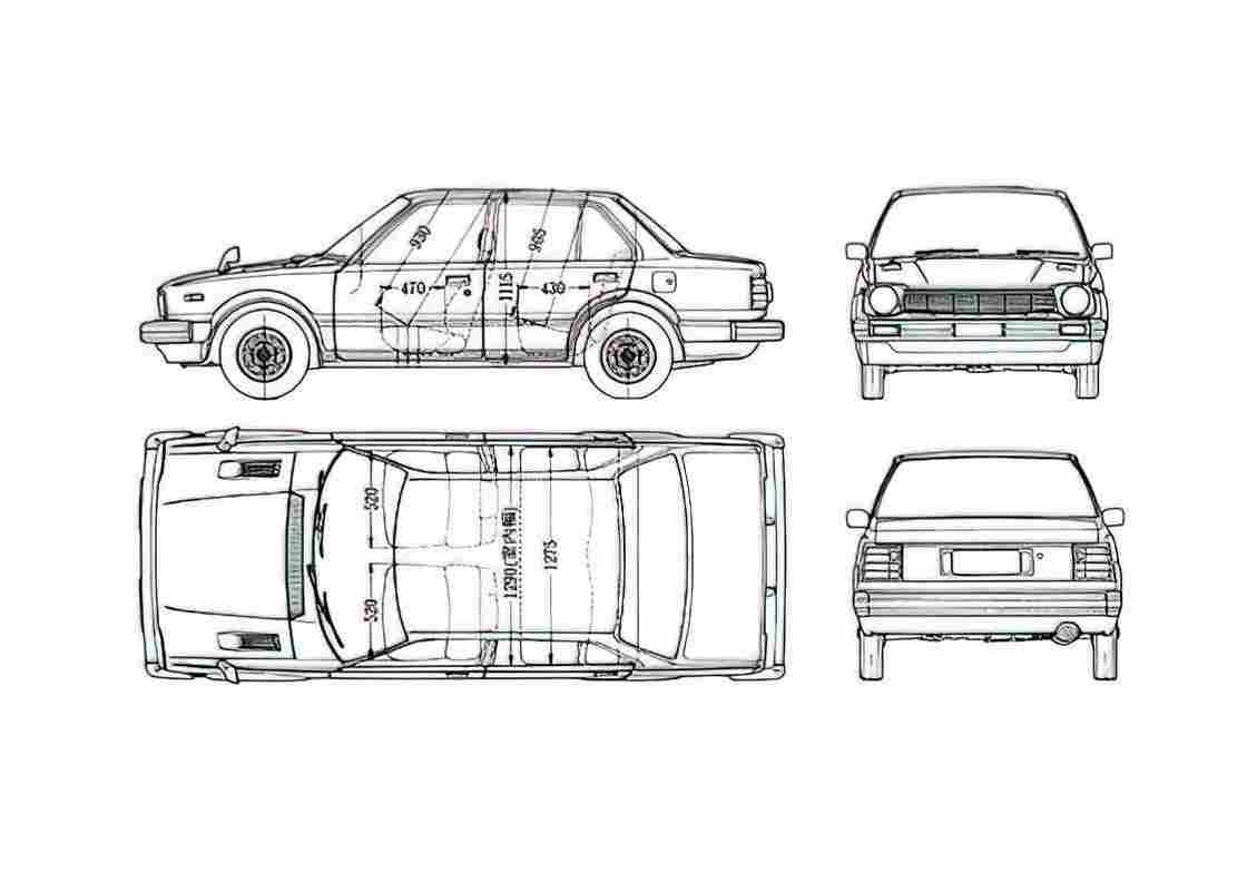 Blueprint Honda Civic Sedan 1980 A4 Photo Print