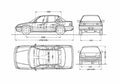 Blueprint Honda Civic Sedan 1987 A4 Photo Print