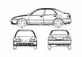 Blueprint Honda Civic Sedan 1992 A4 Photo Print