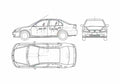 Blueprint Honda Civic Sedan 2005 A4 Photo Print