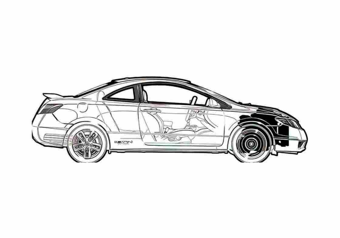 Blueprint Honda Civic Si Coupe 2006 A4 Photo Print