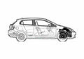 Blueprint Honda Civic Si Hatchback 2002 A4 Photo Print
