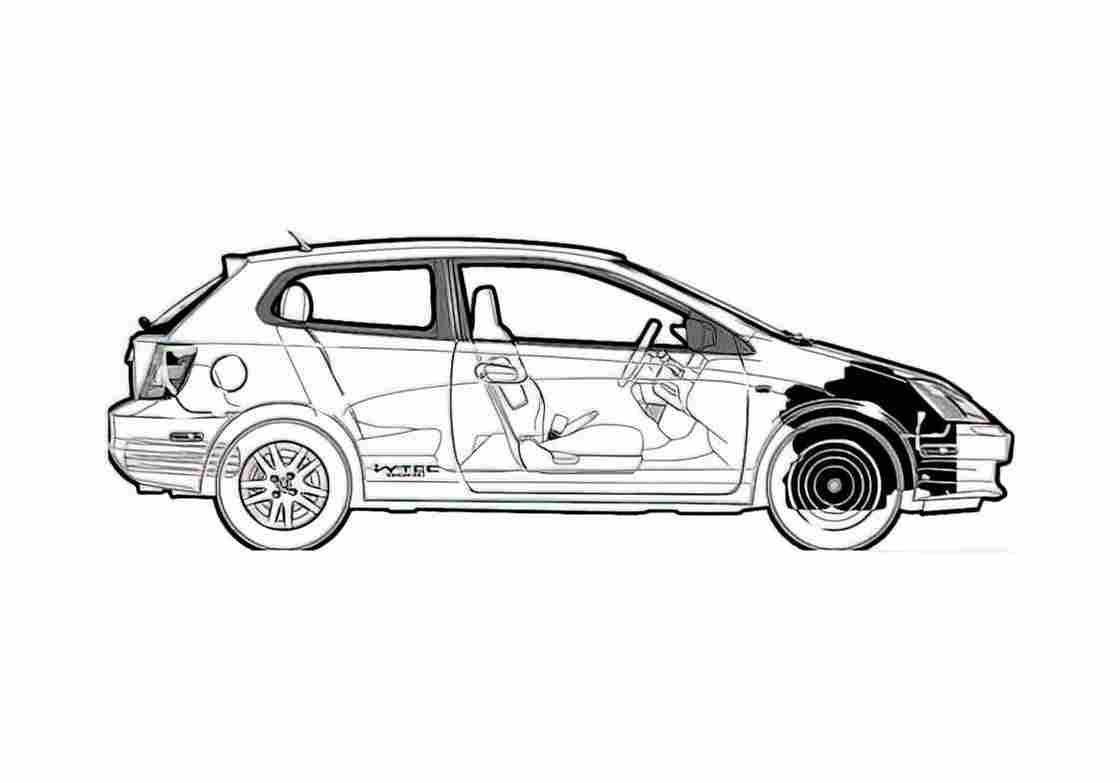 Blueprint Honda Civic Si Hatchback 2002 A4 Photo Print