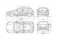 Blueprint Honda Civic SiR Hatchback 1992 A4 Photo Print