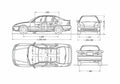 Blueprint Honda Civic SiR Sedan 1991 A4 Photo Print