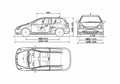 Blueprint Honda Civic Type R Hatchback 2001 A4 Photo Print