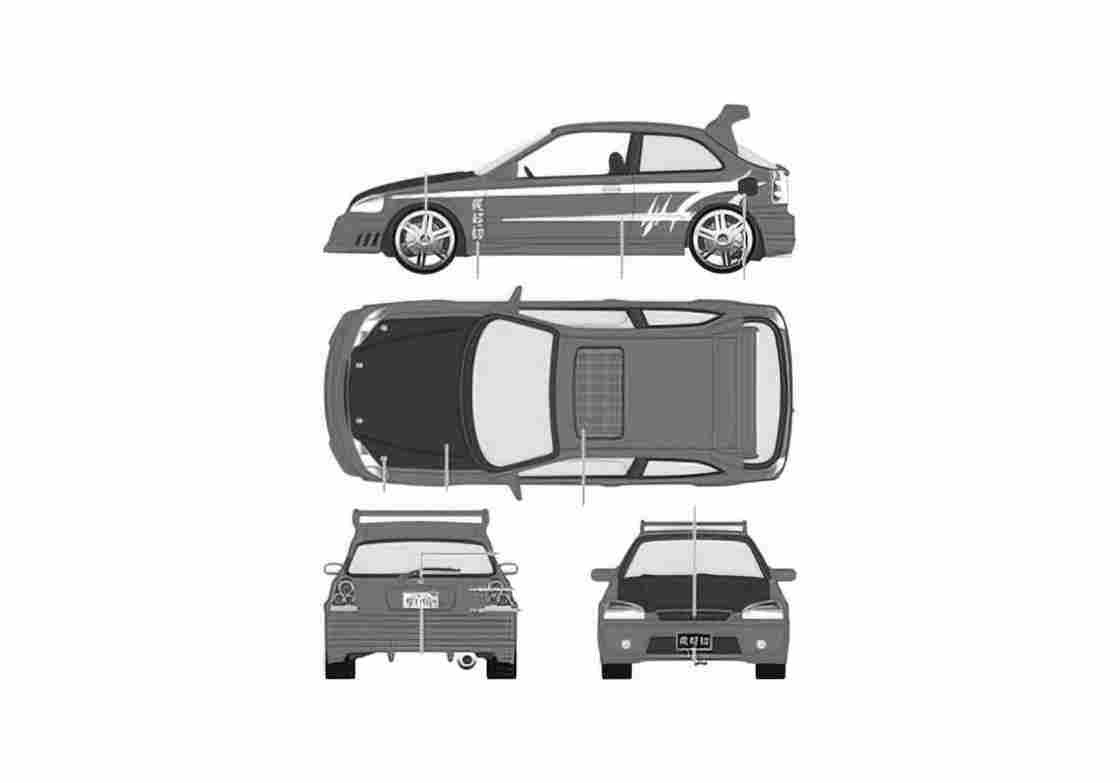 Blueprint Honda Civic VI EJ6 Hatchback 1996 A4 Photo Print