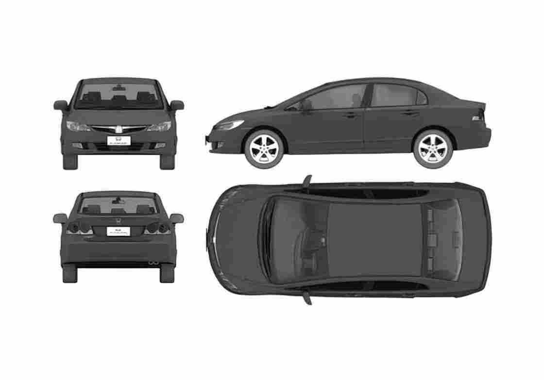 Blueprint Honda Civic VIII FA JDM Sedan 2006 A4 Photo Print