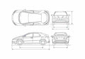 Blueprint Honda Civic VIII FK 5 door Hatchback 2006 A4 Photo Print