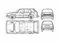 Blueprint Honda Civic Wagon 1981 A4 Photo Print