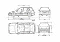 Blueprint Honda Civic Wagon 1987 A4 Photo Print