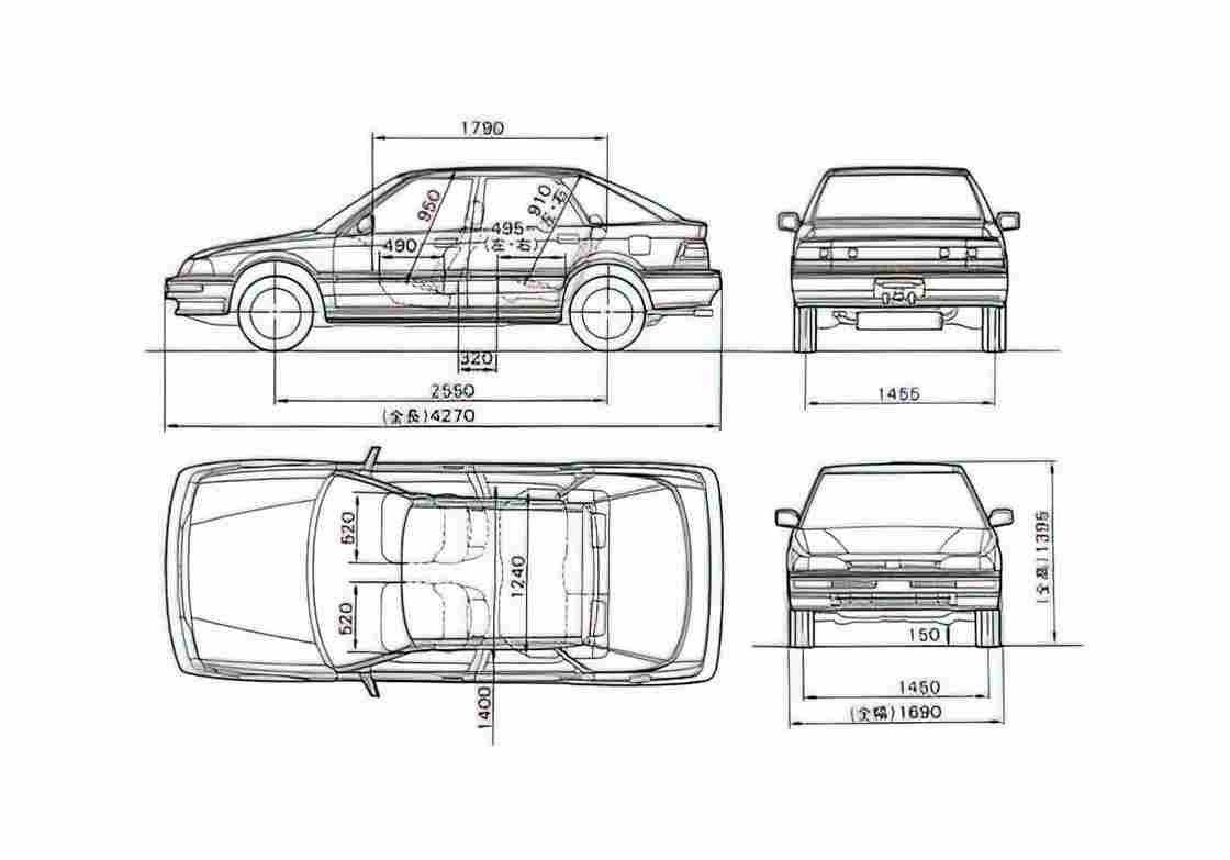 Blueprint Honda Concerto Hatchback 1991 A4 Photo Print