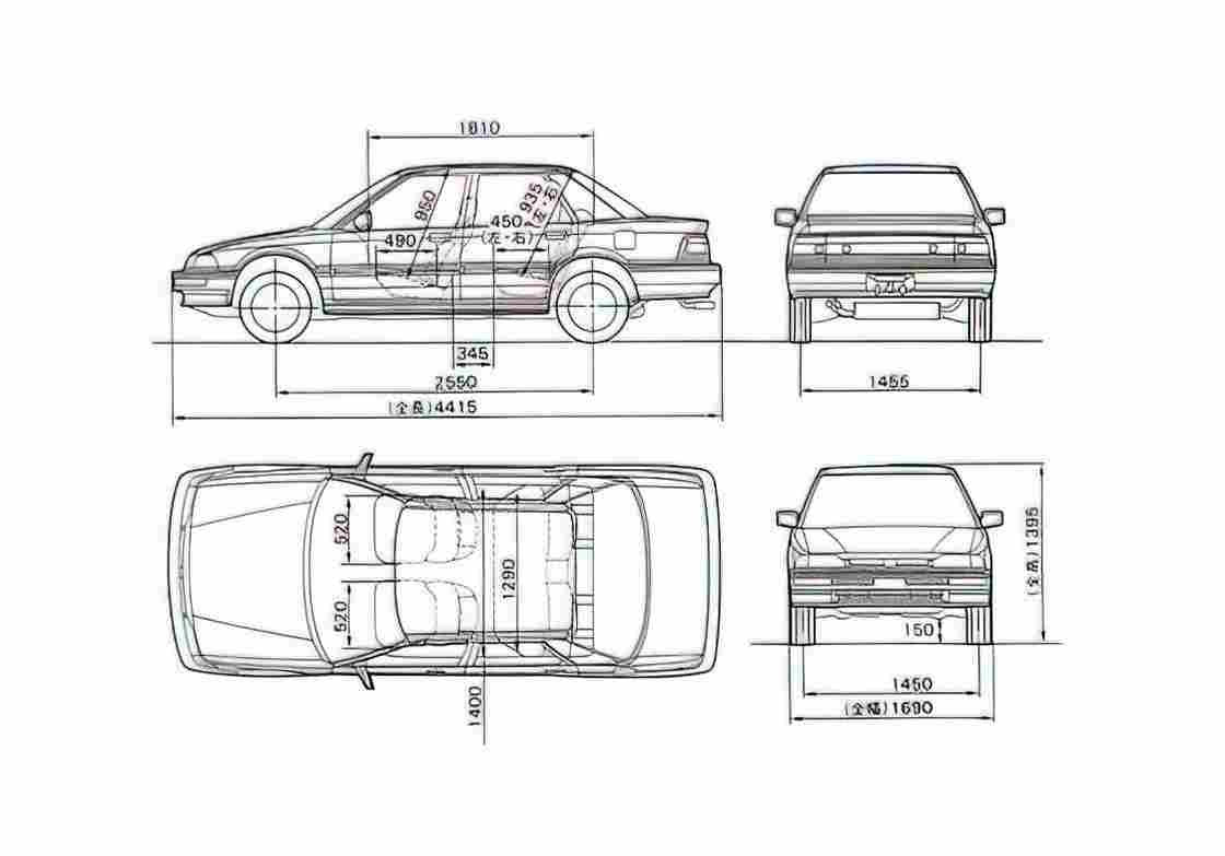 Blueprint Honda Concerto Sedan 1991 A4 Photo Print