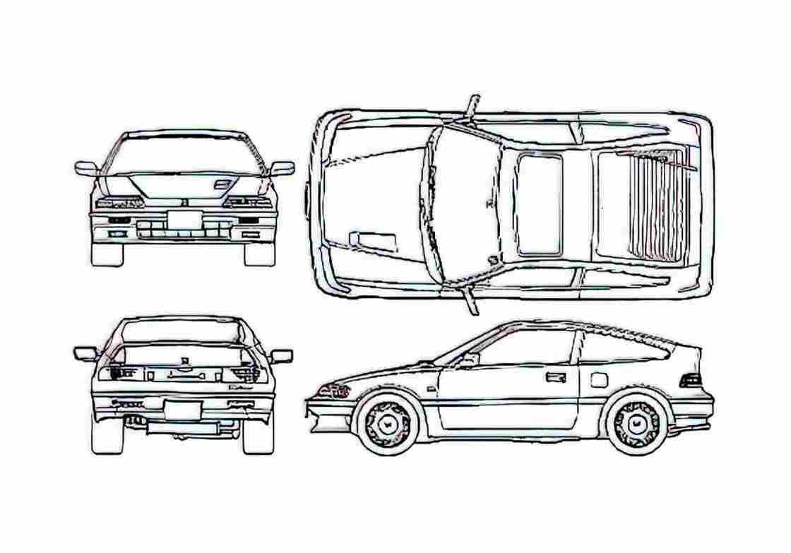 Blueprint Honda Cyber CR X Si Hatchback A4 Photo Print