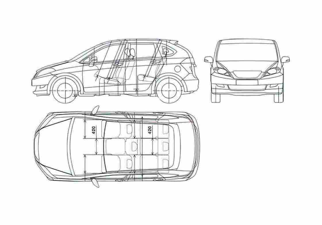 Blueprint Honda Edix Hatchback 2005 A4 Photo Print