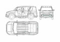 Blueprint Honda Element SUV 2005 A4 Photo Print