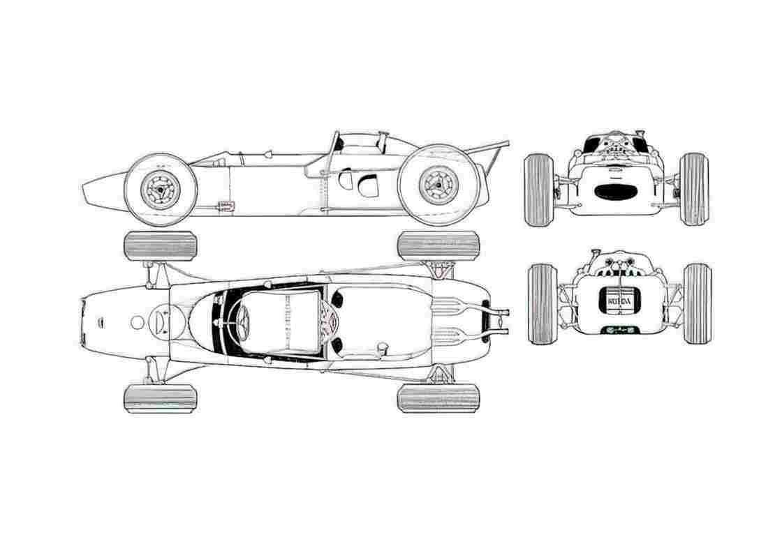 Blueprint Honda F1 OW 1964 A4 Photo Print