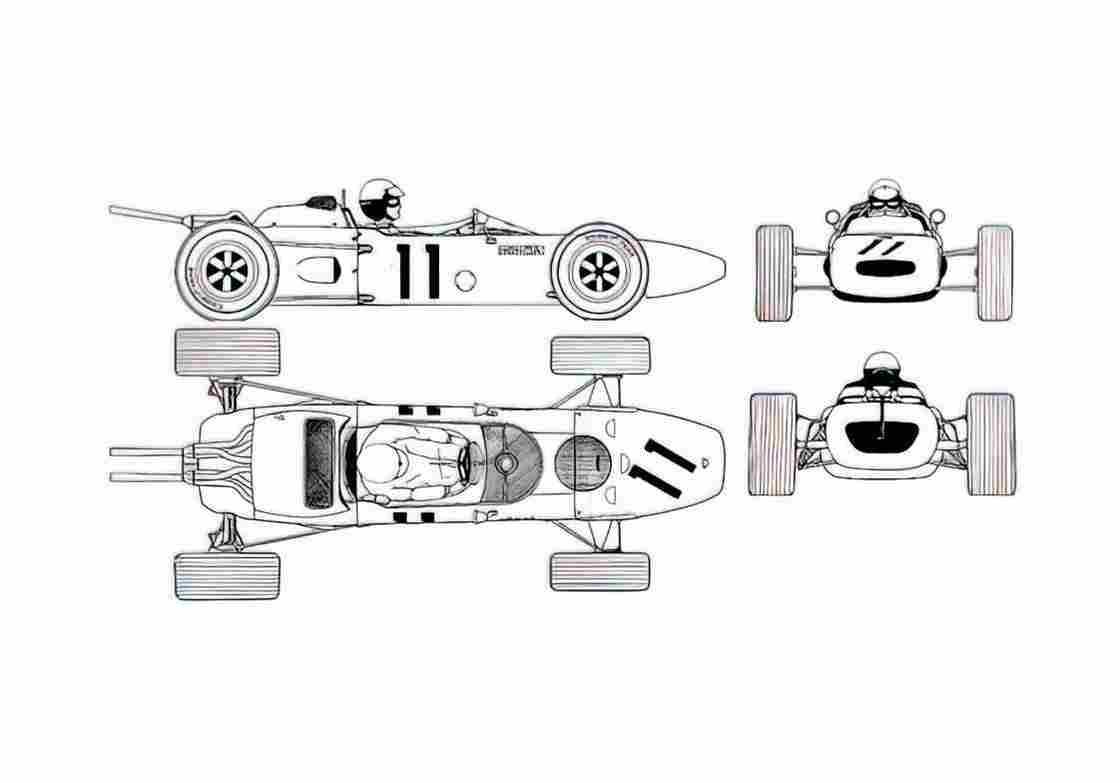 Blueprint Honda F1 OW 1965 A4 Photo Print