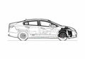 Blueprint Honda FCX Clarity 4 door Coupe 2009 A4 Photo Print