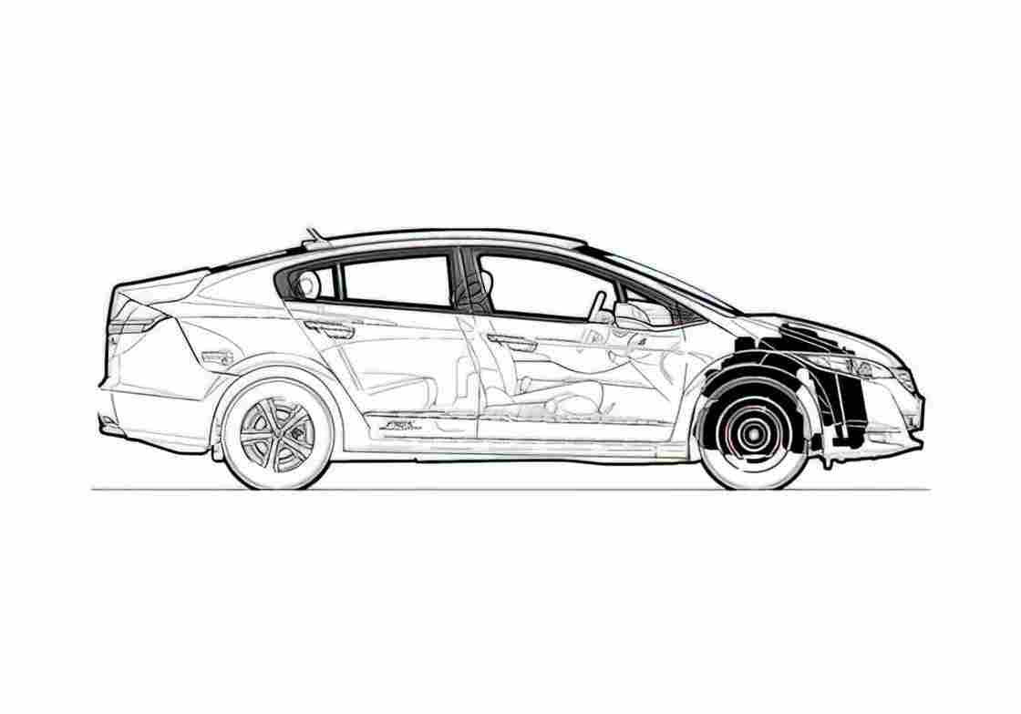 Blueprint Honda FCX Clarity 4 door Coupe 2009 A4 Photo Print