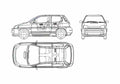 Blueprint Honda FCX Hatchback 2003 A4 Photo Print