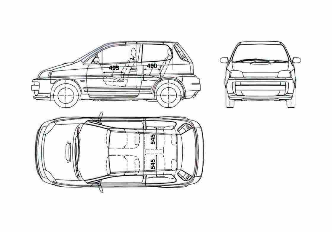 Blueprint Honda FCX Hatchback 2003 A4 Photo Print