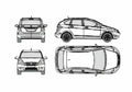 Blueprint Honda FR V Hatchback 2005 A4 Photo Print