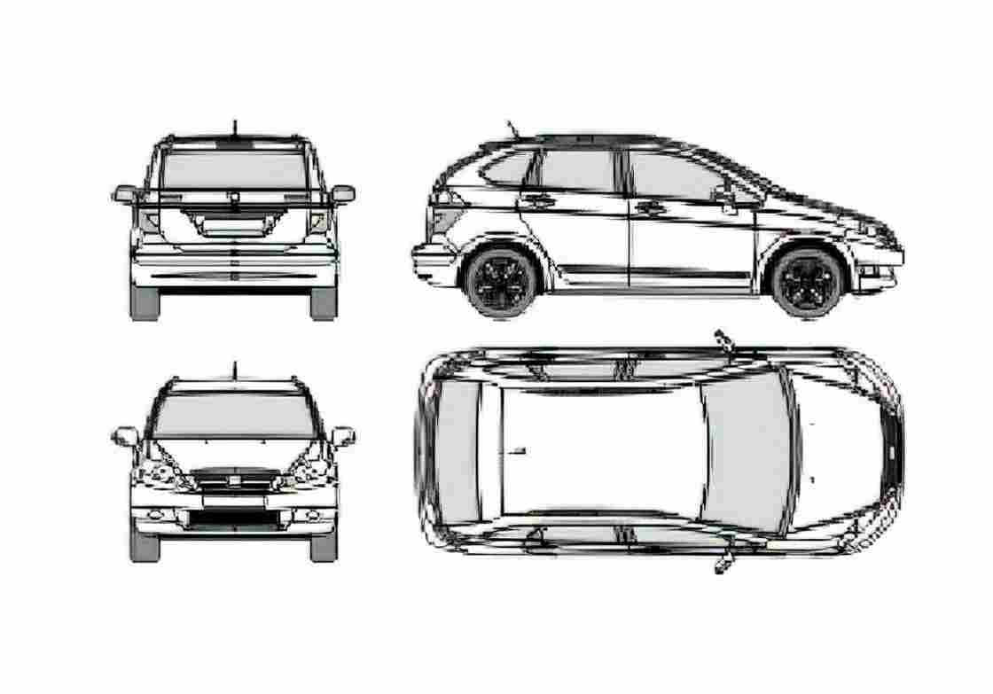 Blueprint Honda FR V Hatchback 2005 A4 Photo Print