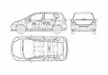 Blueprint Honda Fit Hatchback 2005 A4 Photo Print