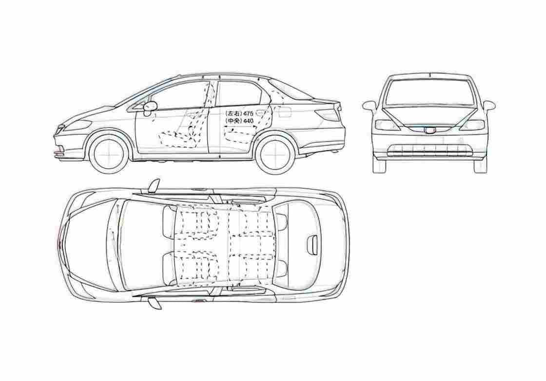Blueprint Honda Fit Sedan 2005 A4 Photo Print