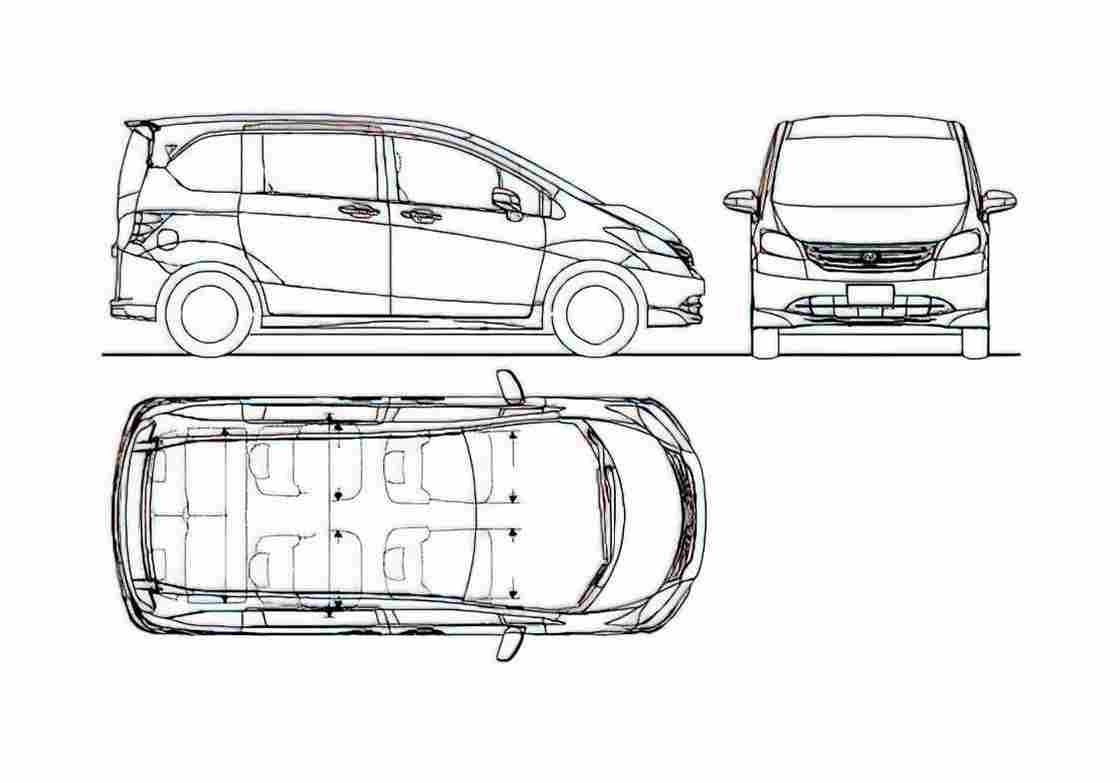 Blueprint Honda Freed Minivan 2008 A4 Photo Print