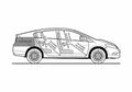 Blueprint Honda Insight II 1.3SE Hatchback 2009 A4 Photo Print