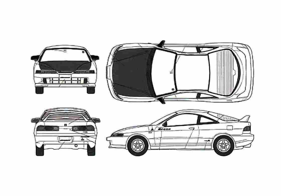 Blueprint Honda Integra III DC2 Type R Spoon Coupe 1998 A4 Photo Print